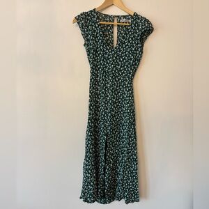 Reformation Dark Green Floral Midi Dress